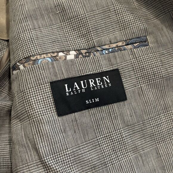 Lauren Ralph Lauren Black Label Blazer Men's 41R Brown Slim Fit Linen - Picture 3 of 9